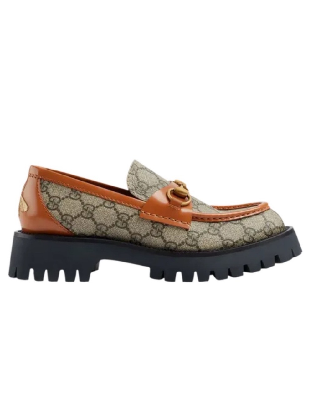GUCCI horsebit GG logo bee embroidered lug loafers flats